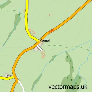 Street map sample of Peniel, Clwyd