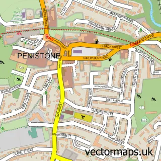 Street map sample of Penistone, South Yorkshire