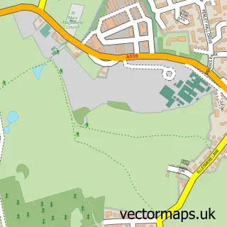 Street map sample of Penley, Clwyd