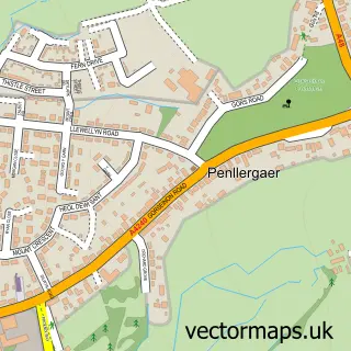 Street map sample of Penllergaer, West Glamorgan