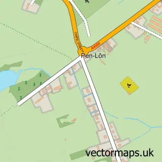 Street map sample of Pen-Lôn, Gwynedd