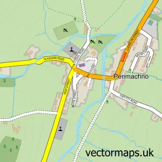 Street map sample of Penmachno, Clwyd