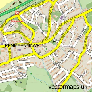 Street map sample of Penmaenmawr, Clwyd