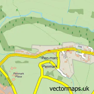 Street map sample of Penmark, South Glamorgan