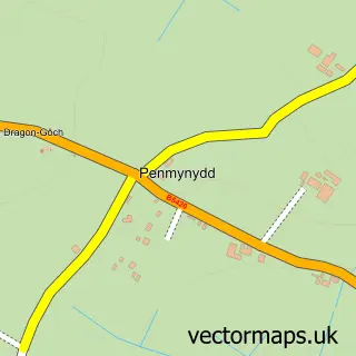 Street map sample of Penmynydd, Gwynedd