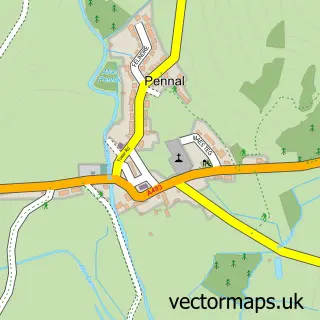 Street map sample of Pennal, Gwynedd