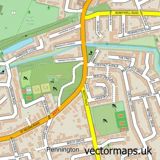 Street map sample of Pennington, Greater Manchester