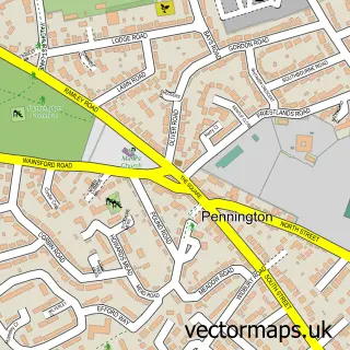 Street map sample of Pennington, Hampshire