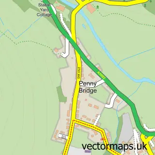 Street map sample of Penny Bridge, Cumbria