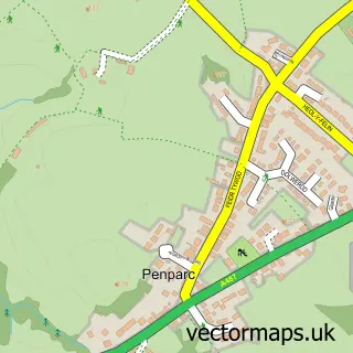 Street map sample of Penparc, Dyfed