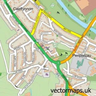 Street map sample of Penparcau, Dyfed