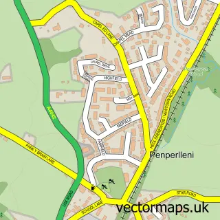 Street map sample of Penperlleni, Gwent