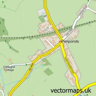 Street map sample of Penponds, Cornwall