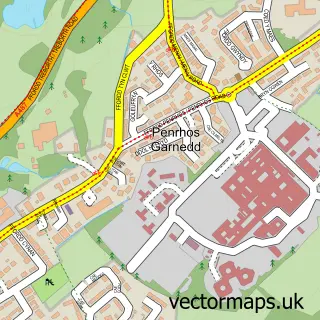 Street map sample of Penrhos Garnedd, Gwynedd