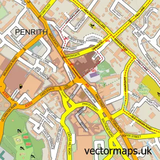 Street map sample of Penrith, Cumbria