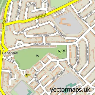 Street map sample of Penshaw, Tyne & Wear