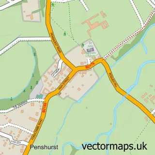 Street map sample of Penshurst, Kent