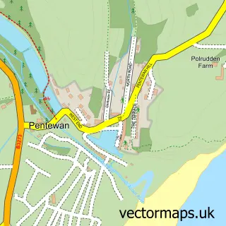 Street map sample of Pentewan, Cornwall