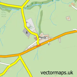 Street map sample of Pentir, Gwynedd