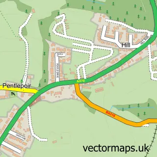 Street map sample of Pentlepoir, Dyfed