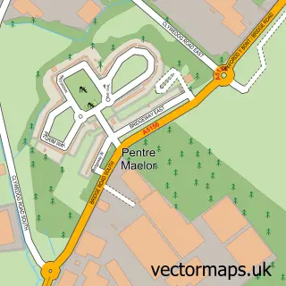 Street map sample of Pentre Maelor, Clwyd