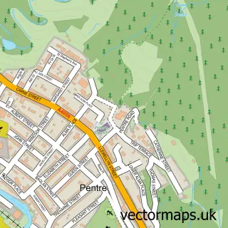 Street map sample of Pentre, Mid Glamorgan