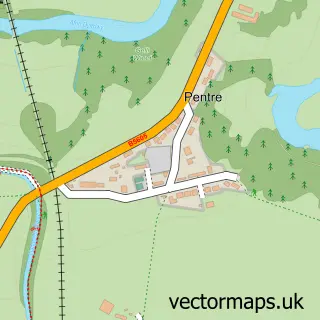 Street map sample of Pentre, Clwyd