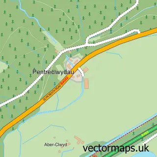 Street map sample of Pentreclwydau, West Glamorgan