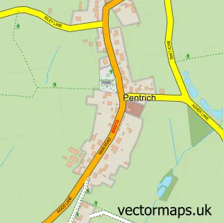 Street map sample of Pentrich, Derbyshire