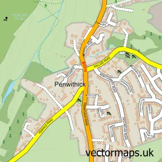 Street map sample of Penwithick, Cornwall