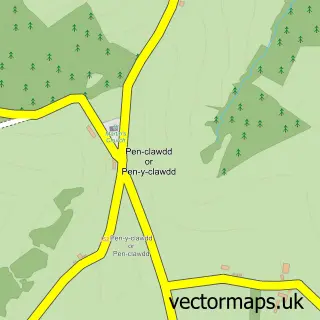 Street map sample of Pen-y-clawdd, Gwent