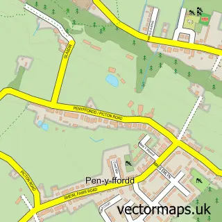 Street map sample of Pen-y-ffordd, Clwyd