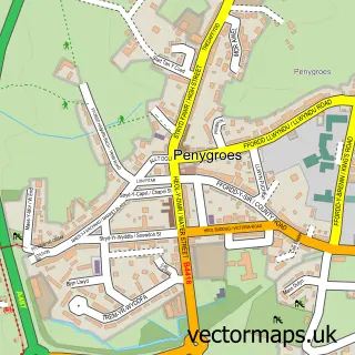 Street map sample of Pen-y-groes, Gwynedd