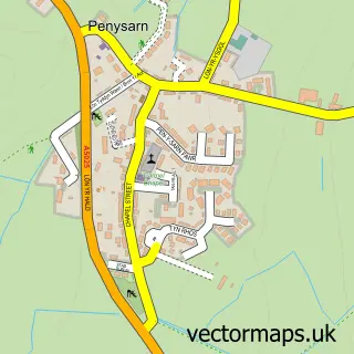 Street map sample of Penysarn, Gwynedd