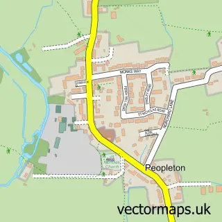 Street map sample of Peopleton, Worcestershire