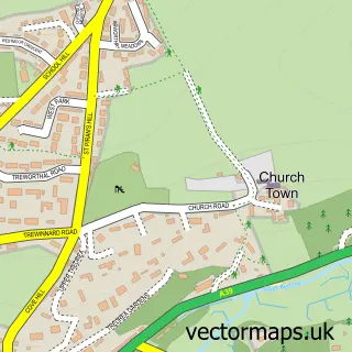 Street map sample of Perranarworthal, Cornwall