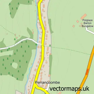 Street map sample of Perrancoombe, Cornwall