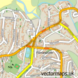 Street map sample of Perranporth, Cornwall
