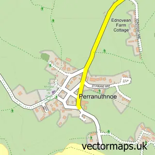 Street map sample of Perranuthnoe, Cornwall