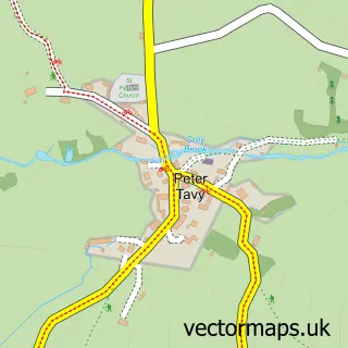 Street map sample of Peter Tavy, Devon