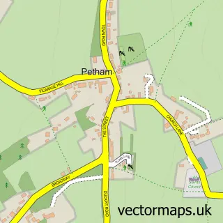 Street map sample of Petham, Kent