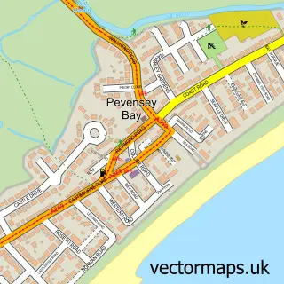 Street map sample of Pevensey Bay, East Sussex