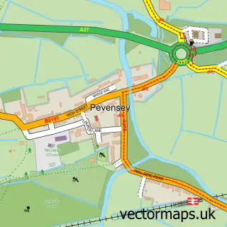 Street map sample of Pevensey, East Sussex