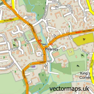 Street map sample of Pewsey, Wiltshire