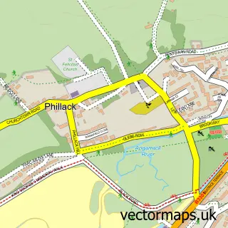 Street map sample of Phillack, Cornwall