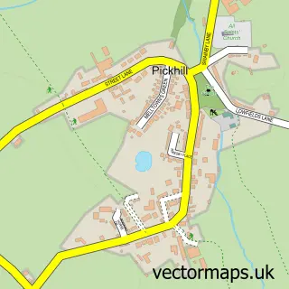 Street map sample of Pickhill, North Yorkshire