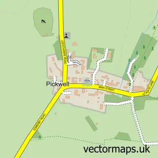 Street map sample of Pickwell, Leicestershire