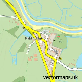 Street map sample of Piddinghoe, East Sussex