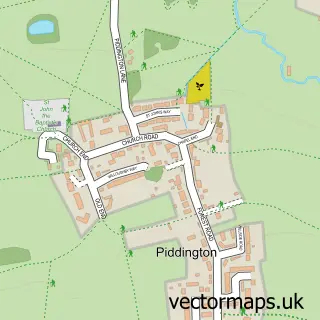 Street map sample of Piddington, Northamptonshire