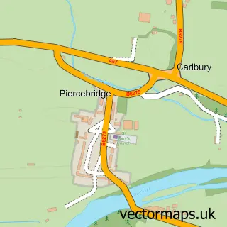 Street map sample of Piercebridge, Durham